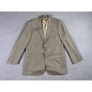 Brooks Brothers Suit Jacket 41 L Gold Silk Wool Houndstooth Luxury Sport Coat *
